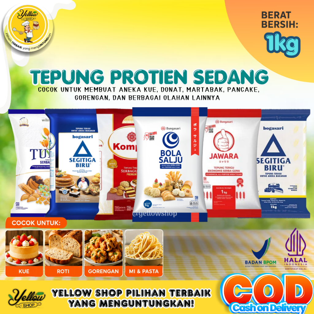 Tepung Terigu Protein Sedang 1kg | Tepung Serbaguna