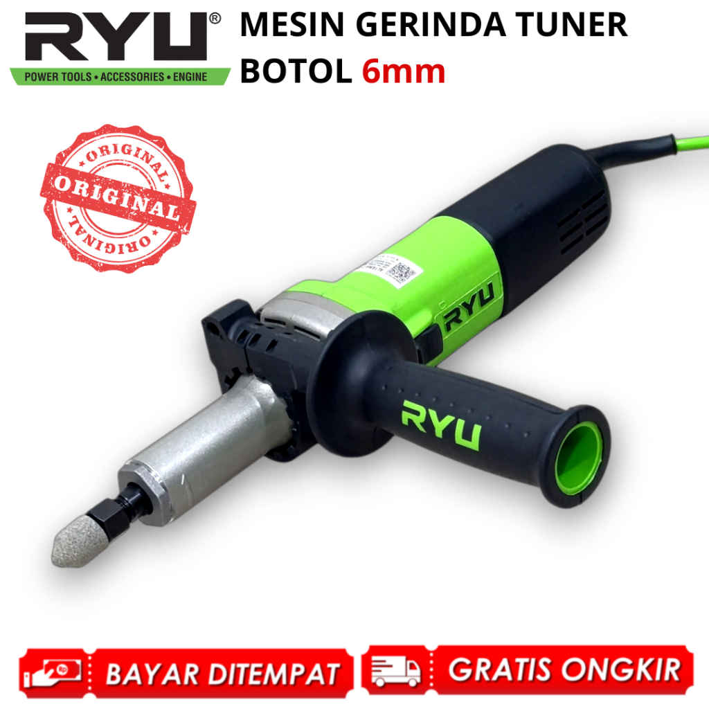 RYU Mesin Gerinda Botol 6mm Listrik Die grinder Tuner Lurus RDG 6-1 Bor Ukir Porting ORIGINAL