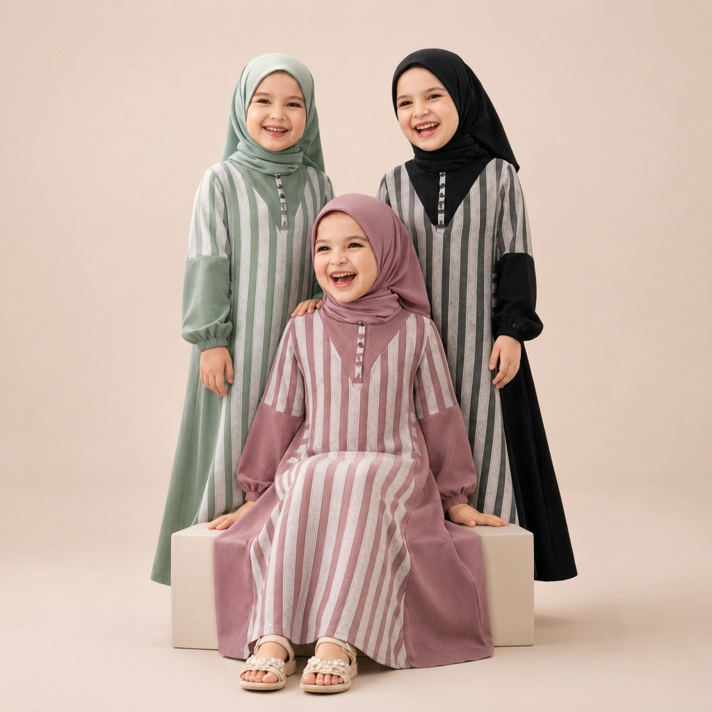 Daffi Hijab Arini Dress Kids - Gamis Anak Motif Terbaru - Dress Anak  Linen Slarry