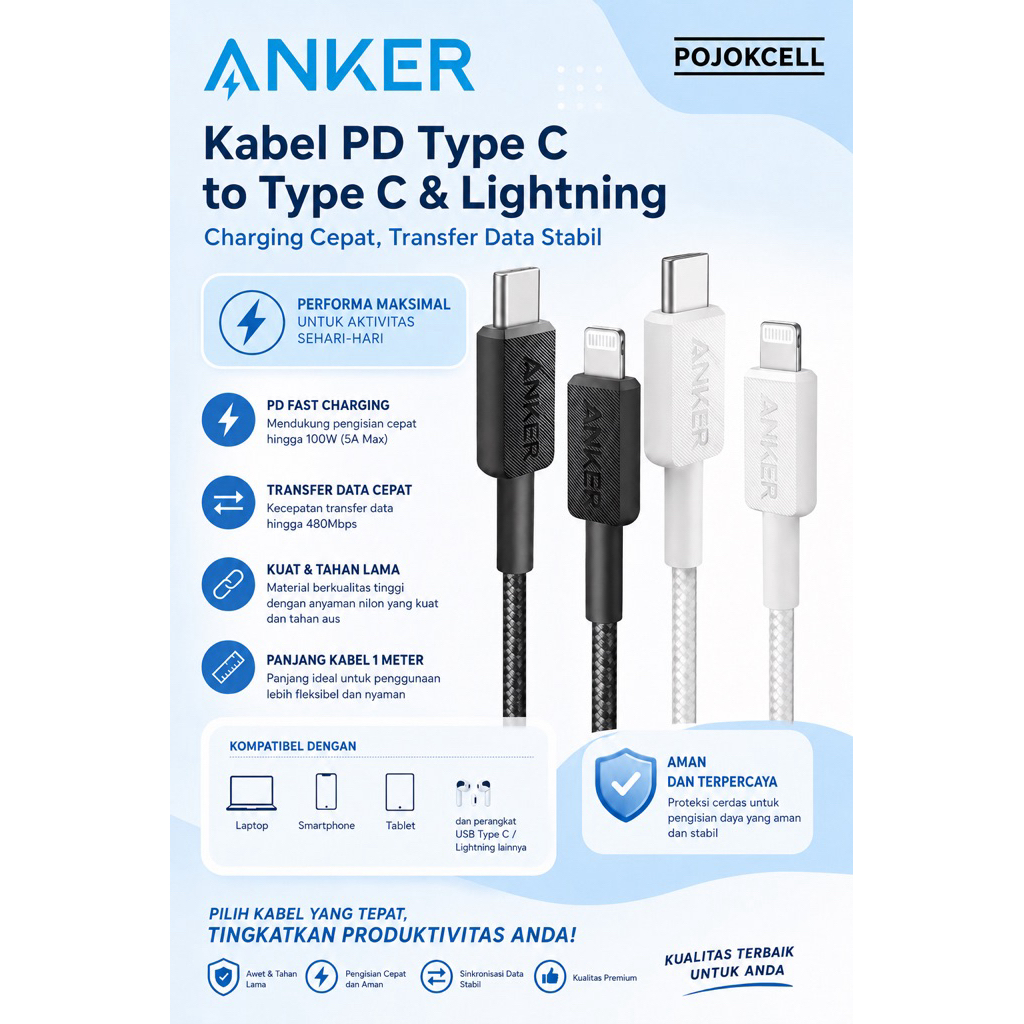 ANKER 322 KABEL DATA TYPE C TO IPHONE