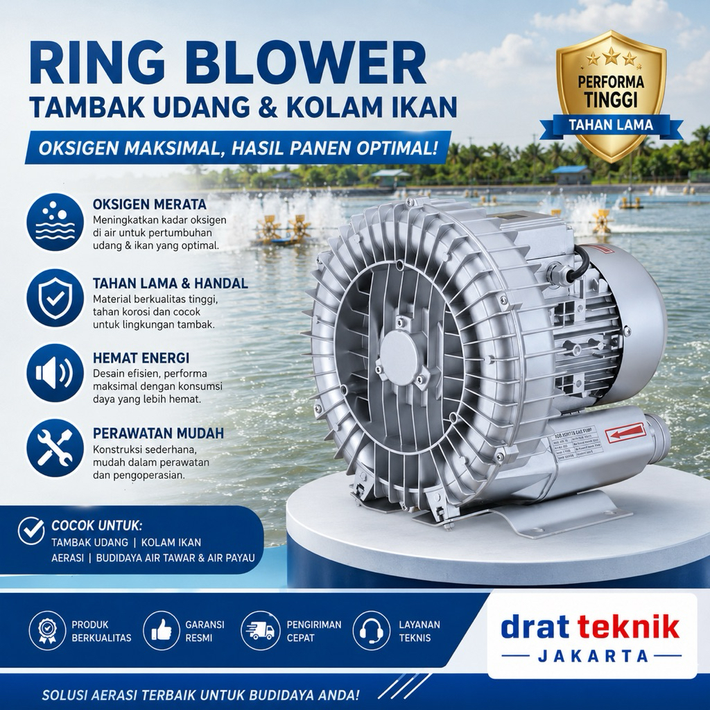 Ring Blower 1Hp Blower tambak Blower ipal Rotor HB 750 1Hp 220V