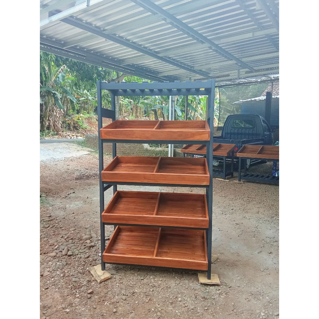 rakbuah rak sayur rak toko serbaguna bahan kayu