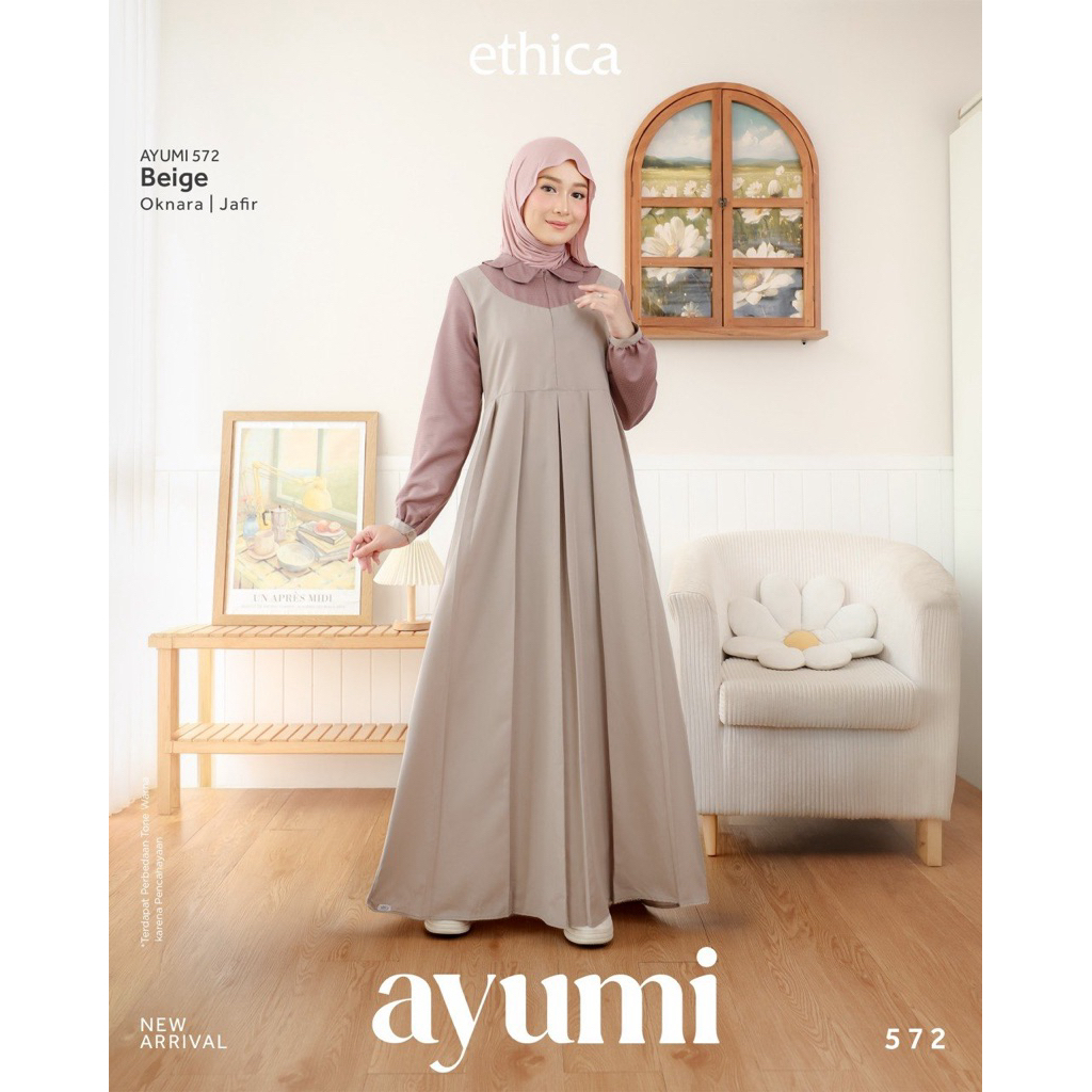 ETHICA | GAMIS AYUMI 572 BEIGE BY ETHICA - GAMIS DEWASA ETHICA FASHION MUSLIM TERBARU 2026