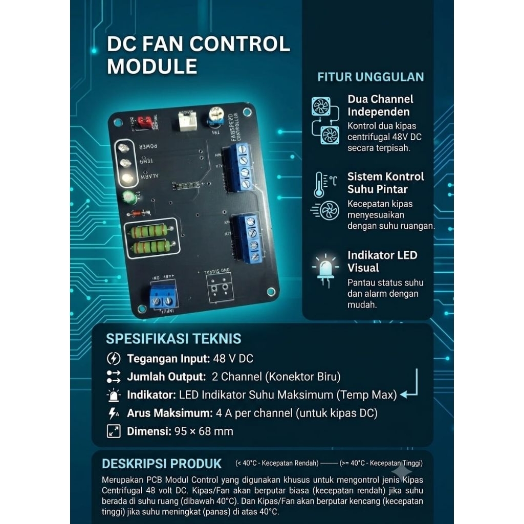 Modul Control Kipas Fanspeed 48 Volt DC Kontrol Fan DC 48V