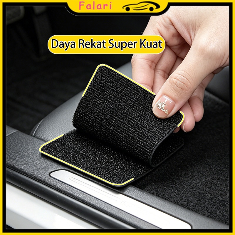 Falari 10Set Velcro Perekat Karpet Mobil Persegi 5x5cm Daya Rekat Super Kuat Tahan Beban 20kg Anti S