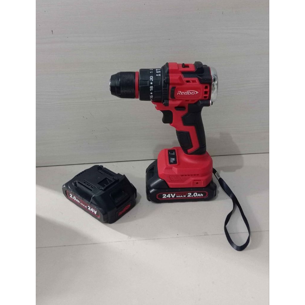 Bor Cas Bruhsless Redbo 24 Volt Kepala Besi Original