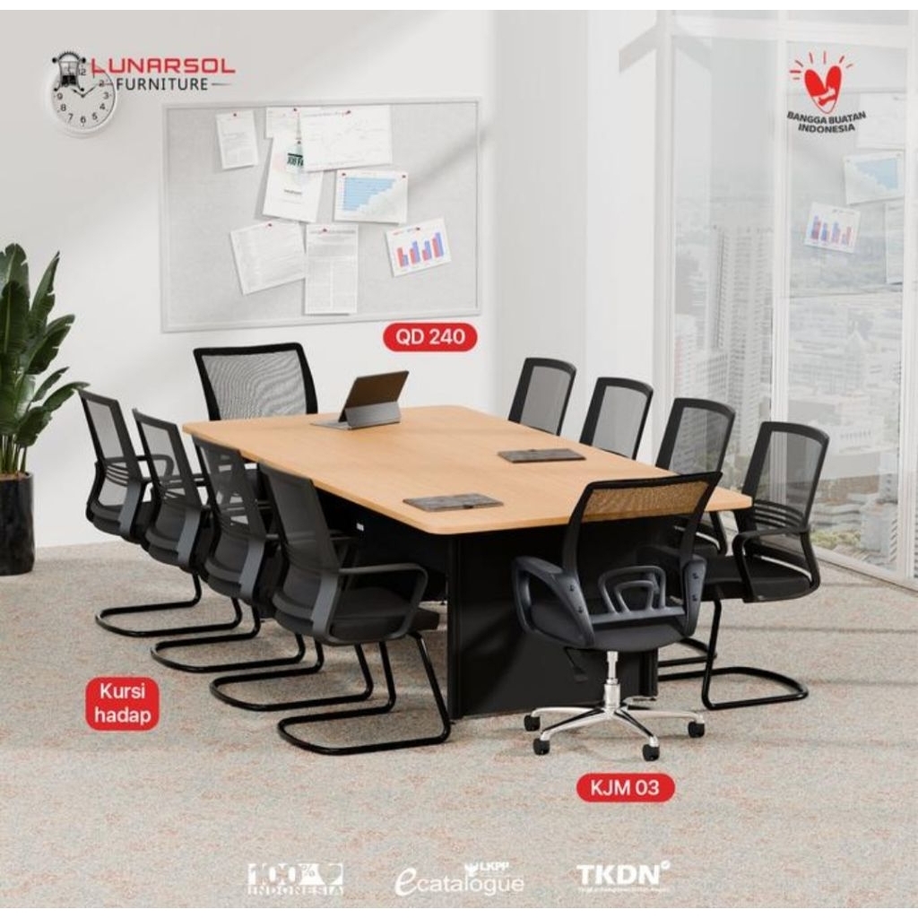 Meja Meeting 240 cmmeja Rapat Meja Kantor besar QD 240 LUNARSOL