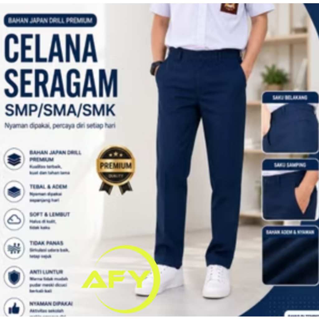 CELANA SERAGAM OSIS SMP SMA PUTIH BIRU PRAMUKA PANJANG
