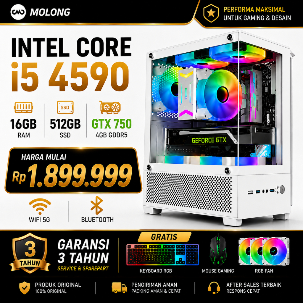 Intel CPU 9/13 generasi i5/i7 PC gaming full set 3/6Juta cocok untuk kantor/desain komputer desktop 