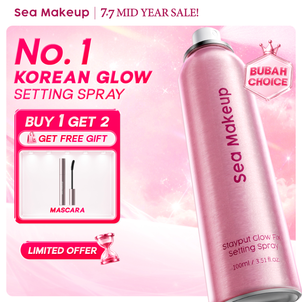 [FREE GIFT FOR 100ML] Sea Makeup Stayput Glow Fix Setting Spray - Longlasting Makeup 24 Jam Continuo