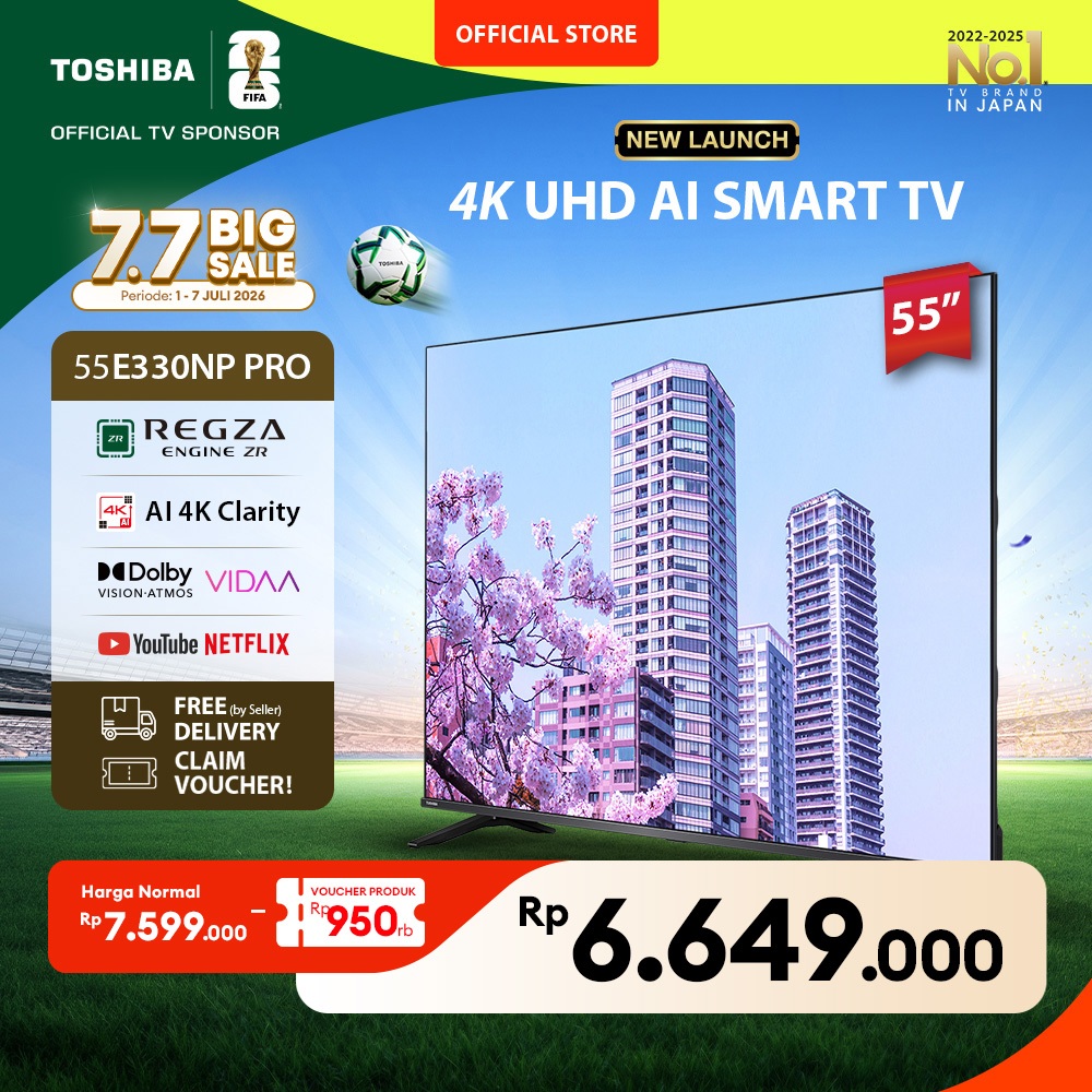 [4K] [KHUSUS ONLINE] Toshiba TV 55" 4K UHD Smart TV PRO - Regza ZR Dolby Vision Atmos HDR10+ MEMC VR