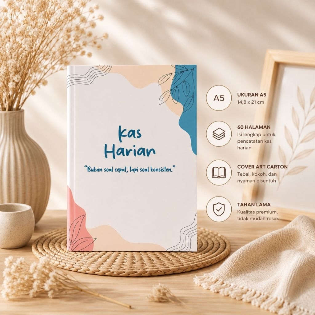 BUKU KAS HARIAN Catatan Keluar Masuk | BUKU KAS HARIAN | BUKU KAS OLSHOP | BUKU KAS A5