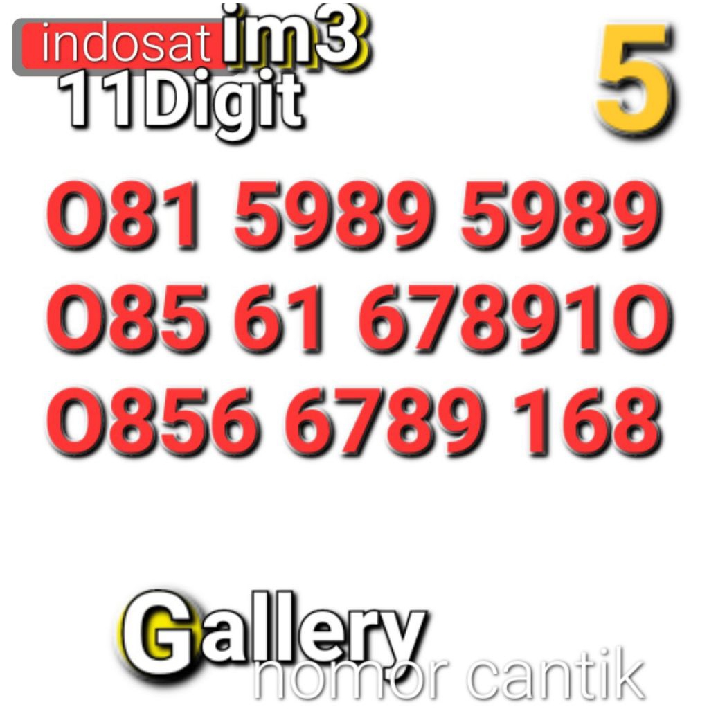 NOMOR IM3 11DIGIT 168 - 7777