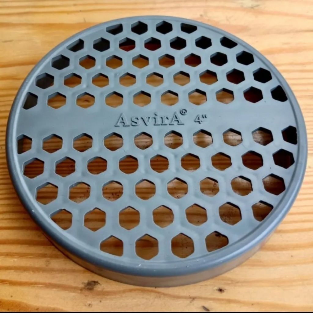 Dop Saringan Pipa PVC 4" inch BOLONG Tutup Cap Lubang Biopori, Walet, Kamar Mandi, dll - Bolong 4 in