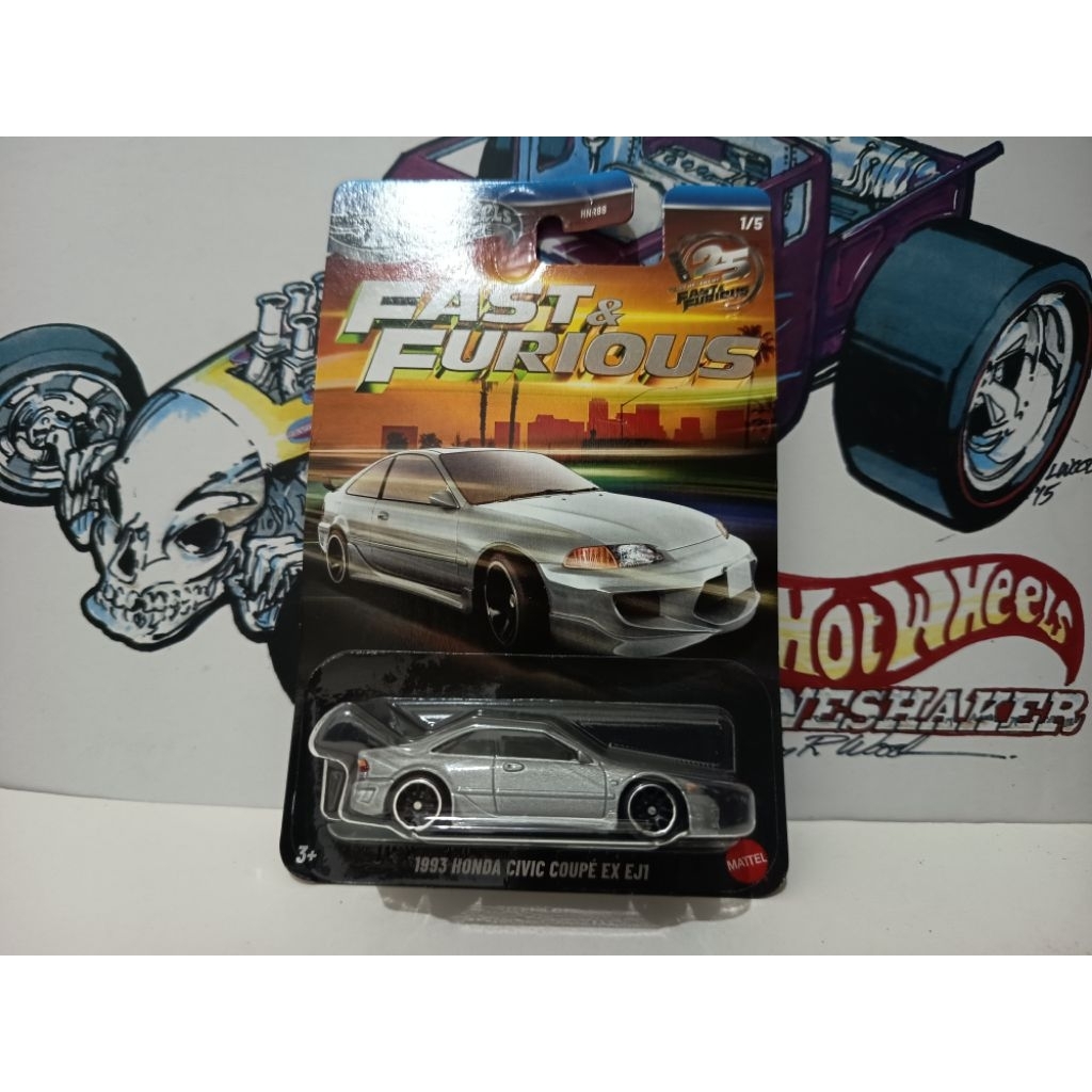 hotwheels 1993 honda civic coupe ex ej1 zamac fast furious