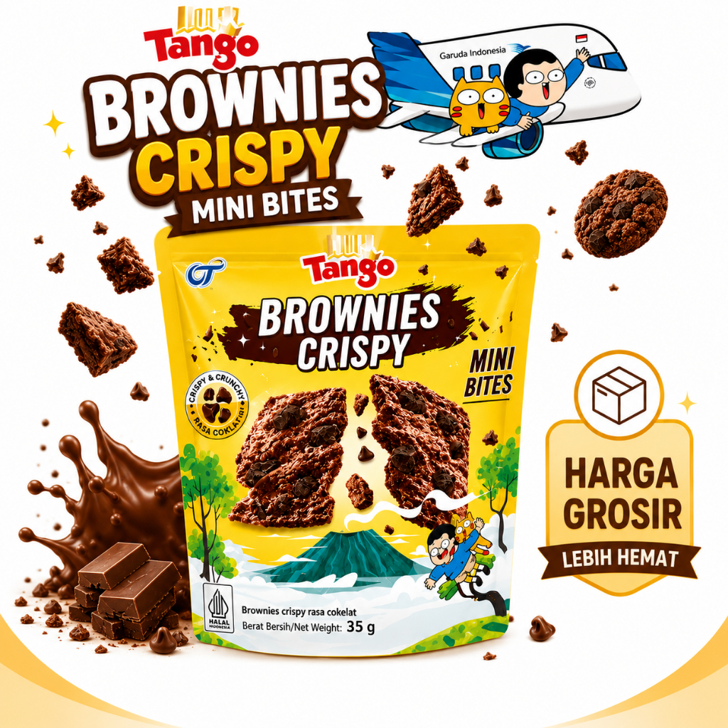 GROSIR Biskuit Tango Brownies Crispy Mini Bites x Tahi Lalats edition 35 gr - Halaeve