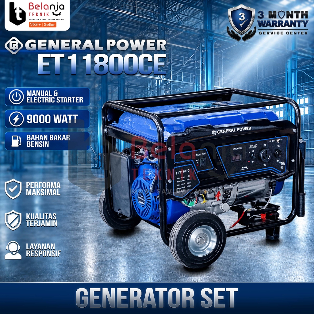 Mesin Genset Bensin General ET11800CE Generator Gasoline 4 Tak ET 11800 CE 9000 Watt Electric Starte
