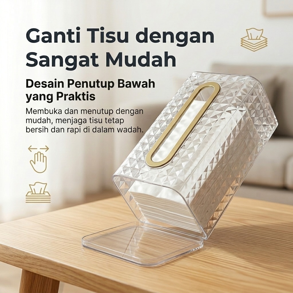 Kotak Tisu Kristal Mewah,Tempat Tisu, Kotak Tisu Kristal,  Tissue Box