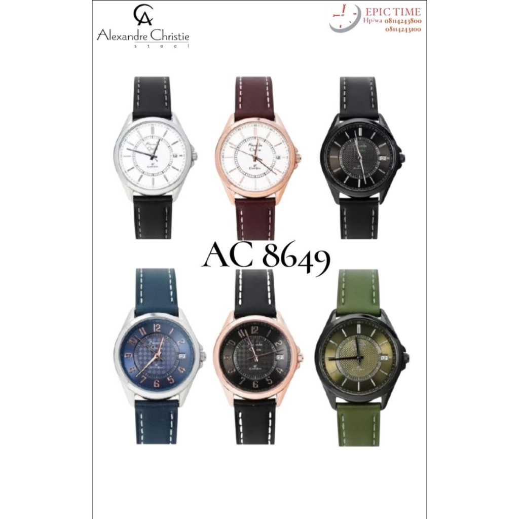 Jam Tangan Wanita Alexandre Christie 8649 AC 8649 AC8649 Tali Kulit