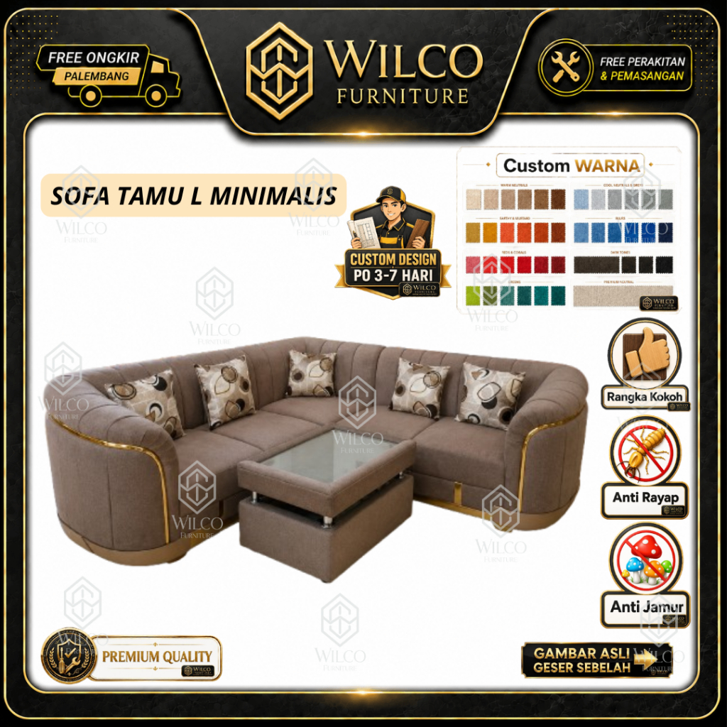 Sofa Tamu L Minimalis | Sofa Tamu L Sudut Modern Bahan Bludru
