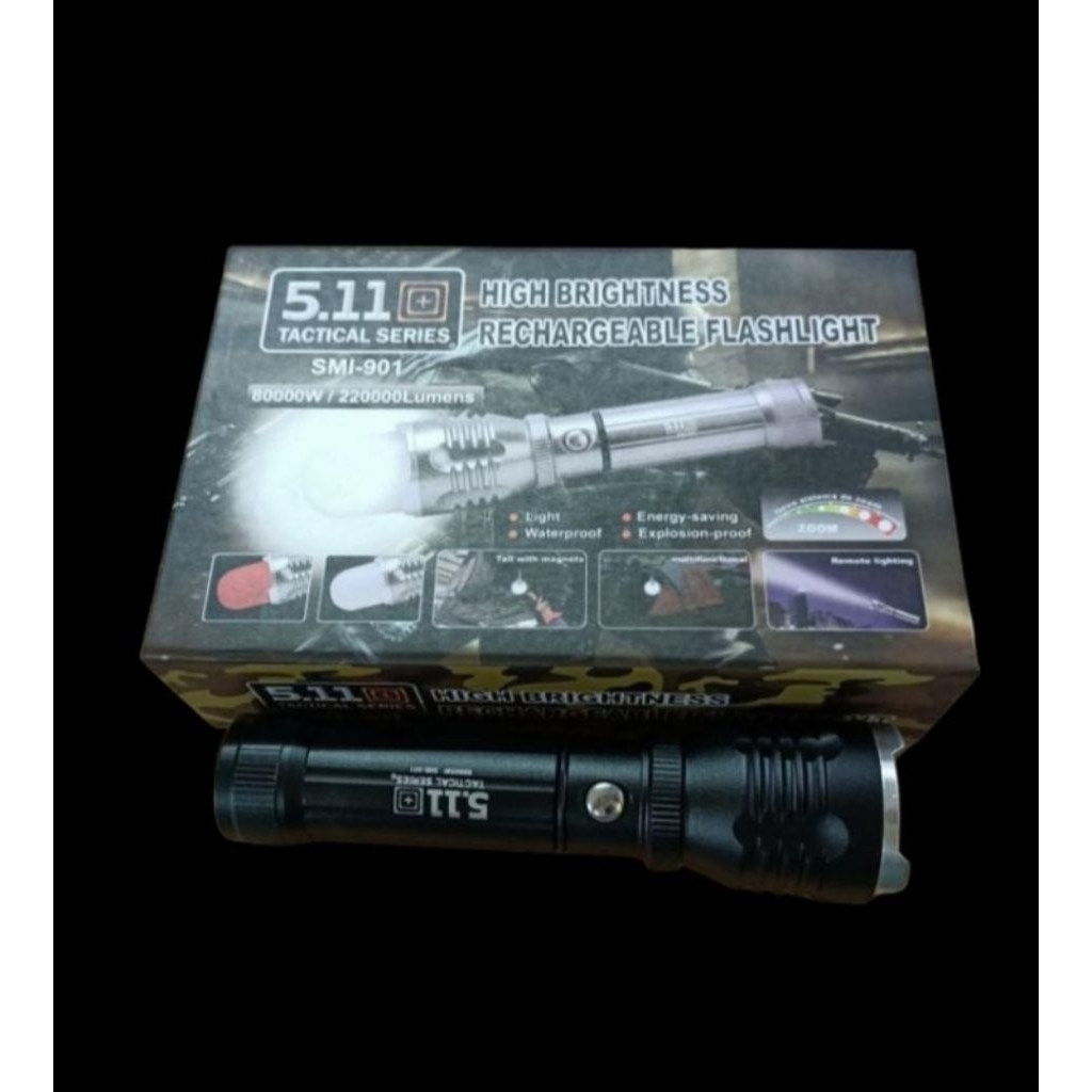 Senter tactical 511 zoom putar body alumunium 20000lumens bisa charger