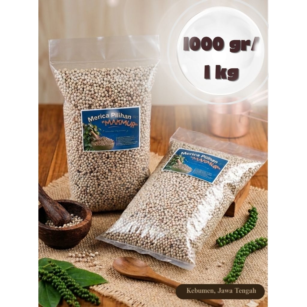 ​Lada Biji / Merica Butir Pilihan 1000 gr | Bumbu Dapur Segar Berkualitas