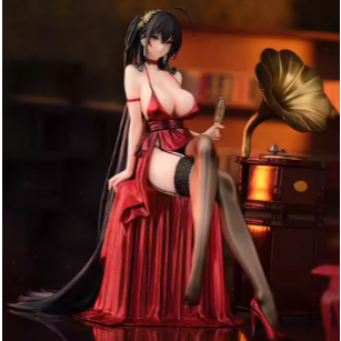 Azur Lane Taihou 1 7 Scale Sitting Pose Red Dress Long Black Hair Gramophone Beautiful Girl Anime Fi
