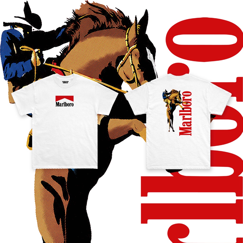 KAOS VINTAGE MARLBORO HORSE T-SHIRT - UNISEX 100% COTTON 200 GSM - VINTAGE CIGARRETE/BIKERS T-SHIRT