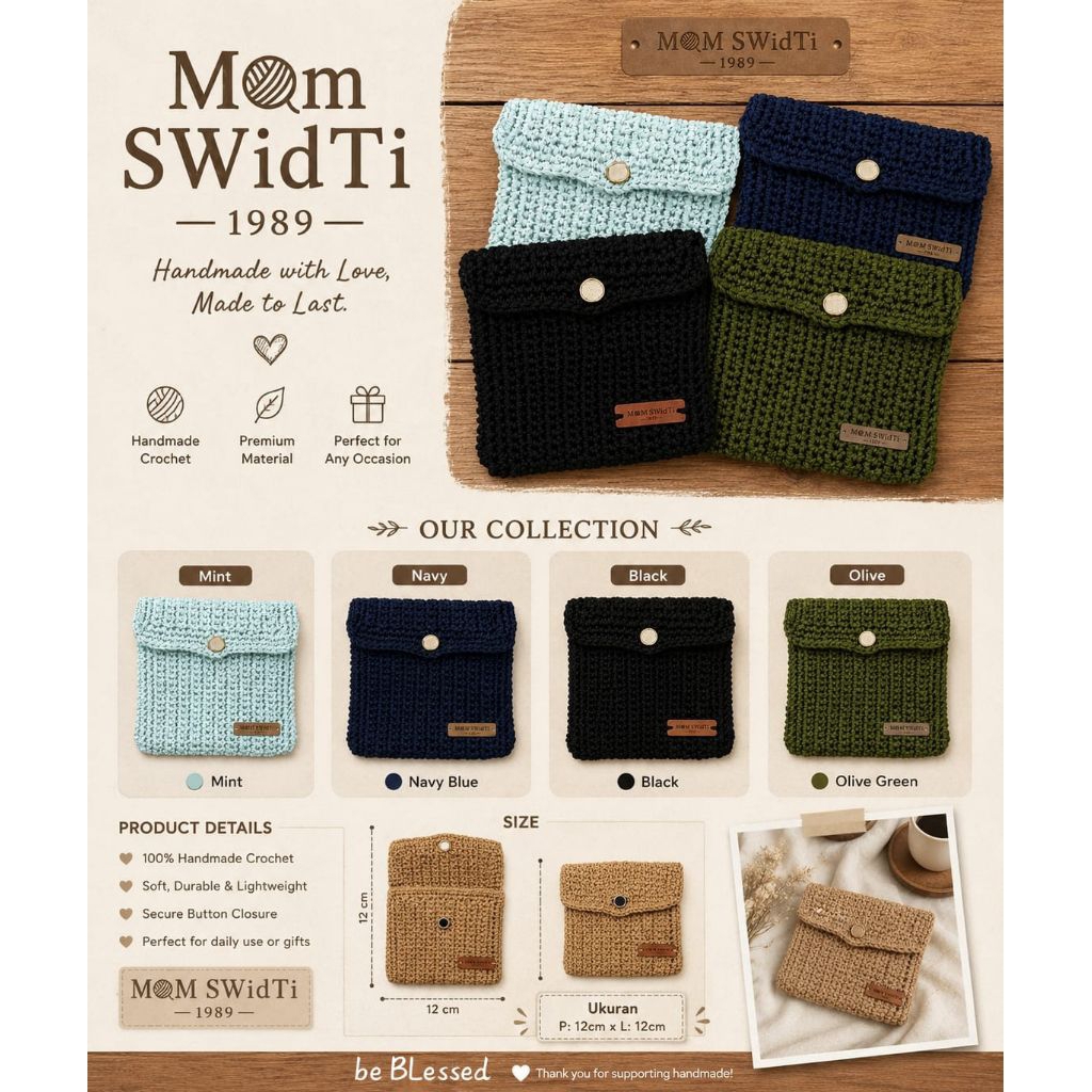 Dompet Rajut Crochet Handmade 10 × 10 cm | Mini dompet Handmade | Dompet Estetik