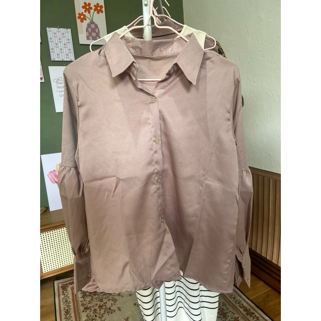 Kemeja brown/nude/taupe