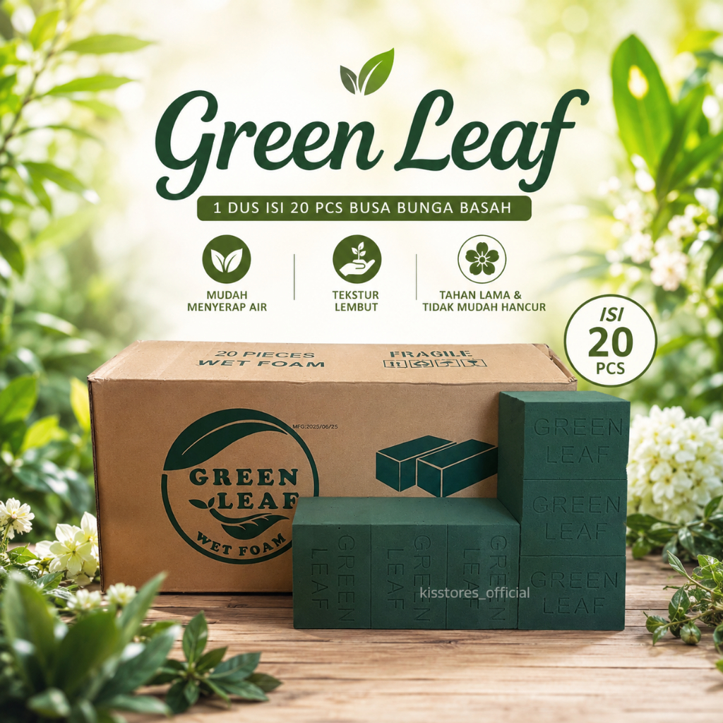 Busa Bunga Basah Green Leaf Wet Floral Foam Oasis Bunga Basah Busa Basah untuk Bunga Dekorasi