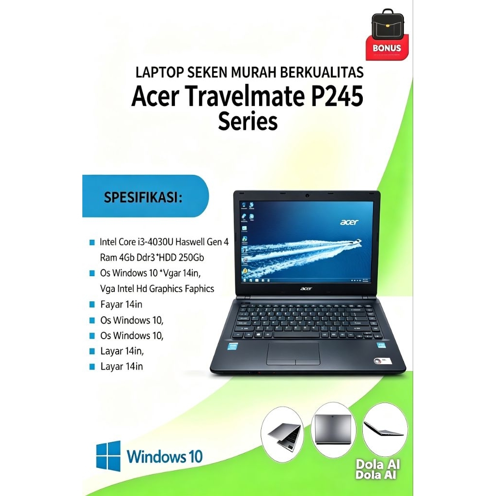 Acer Travelmate P245 Series Core i3-4030U Haswell Gen 4