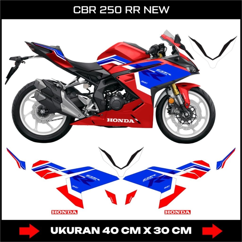STRIPING MOTOR HONDA CBR250RR LIVERY HRC TRICOLOR / STICKER LIST BODY CBR 250RR NEW