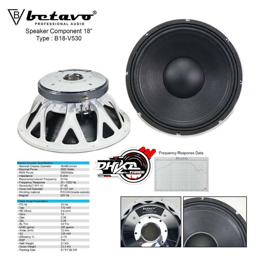 SPEAKER BETAVO 18” B18-V530 COIL 5 INCH ORIGINAL BARU / Speaker Betavo 18” B18-V530 Original Baru / 