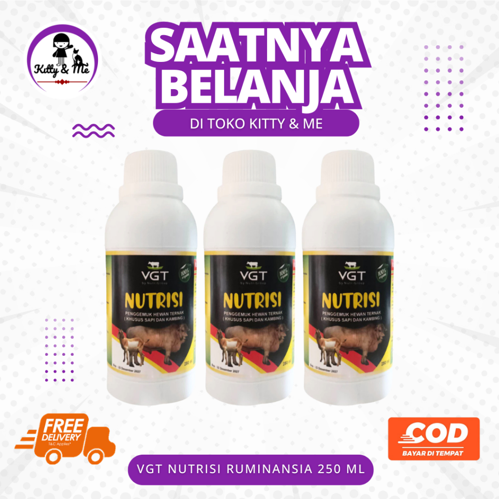 VGT NUTRISI TERNAK SAPI KAMBING 250 ML - Nutrisi Untuk Hewan Ternak Sapi Kambing dan Domba