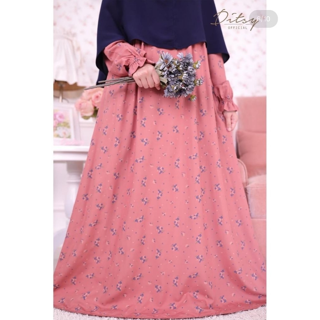 Preloved Ditsy (Rayla Dusty Pink size L bahan viscose premium)
