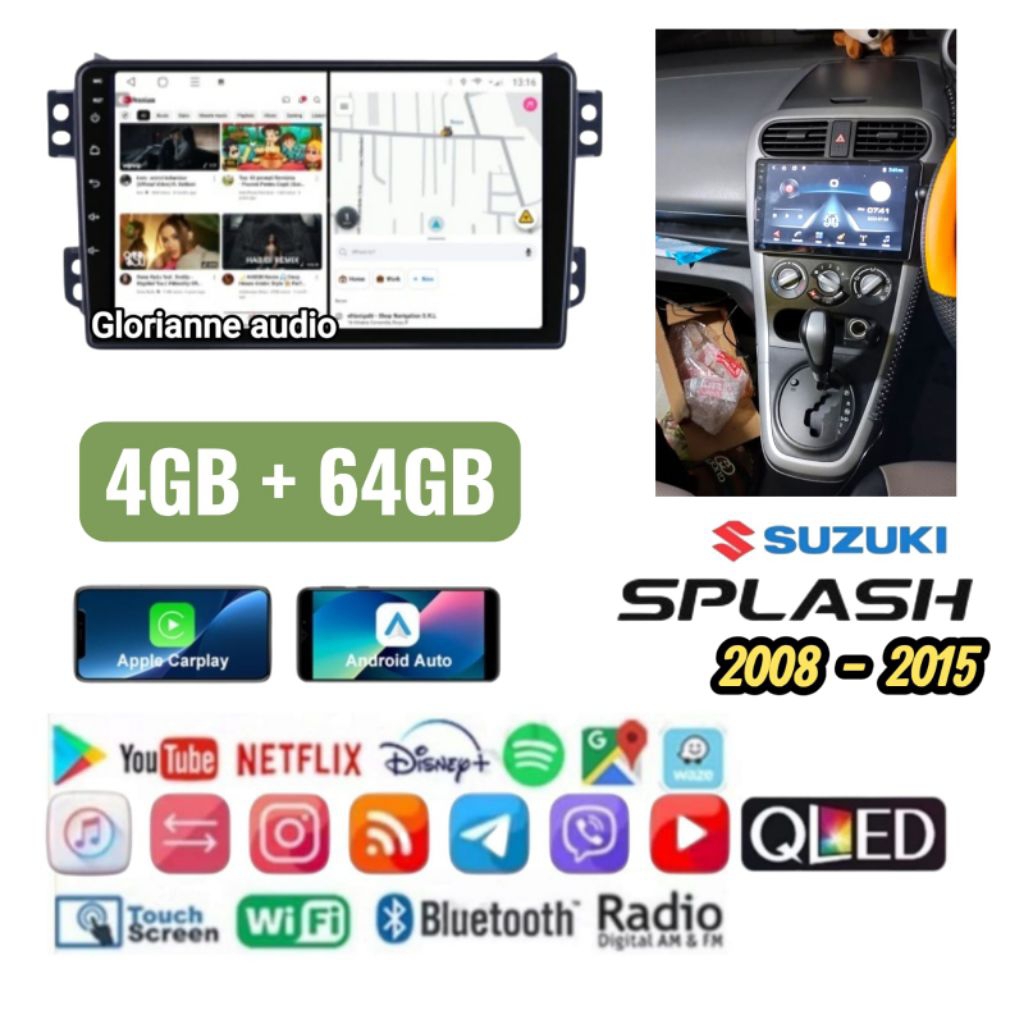 Head unit android Sansui Ram 4/64GB Suzuki Splash 2008 - 2015 9 inch