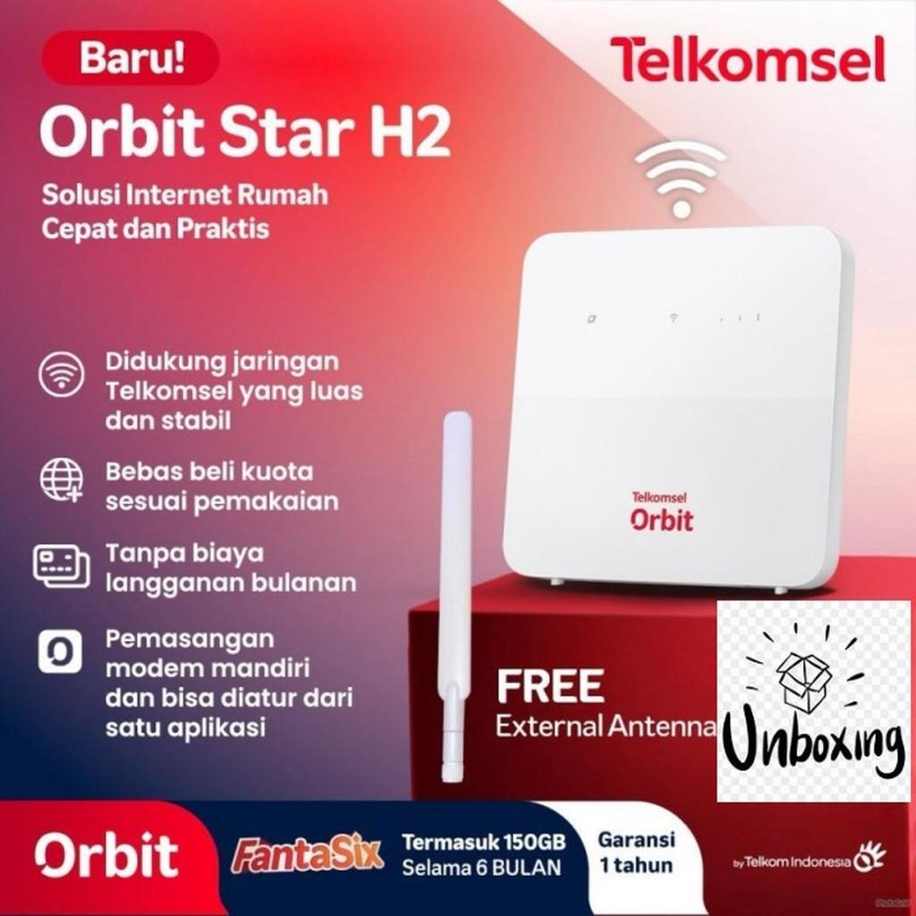 Modem Wifi Router Orbit Star H3 4G LTE Cat4 Powered by Huawei Free Kuota Telkomsel 150 GB