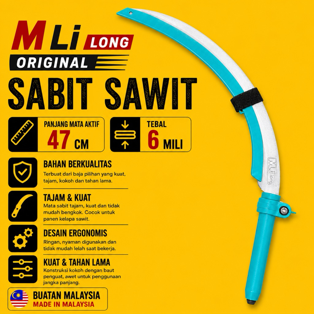 Egrek Sawit M Li Long Original Produk Malaysia Alat panen sawit sabit sawit original buatan malaysia