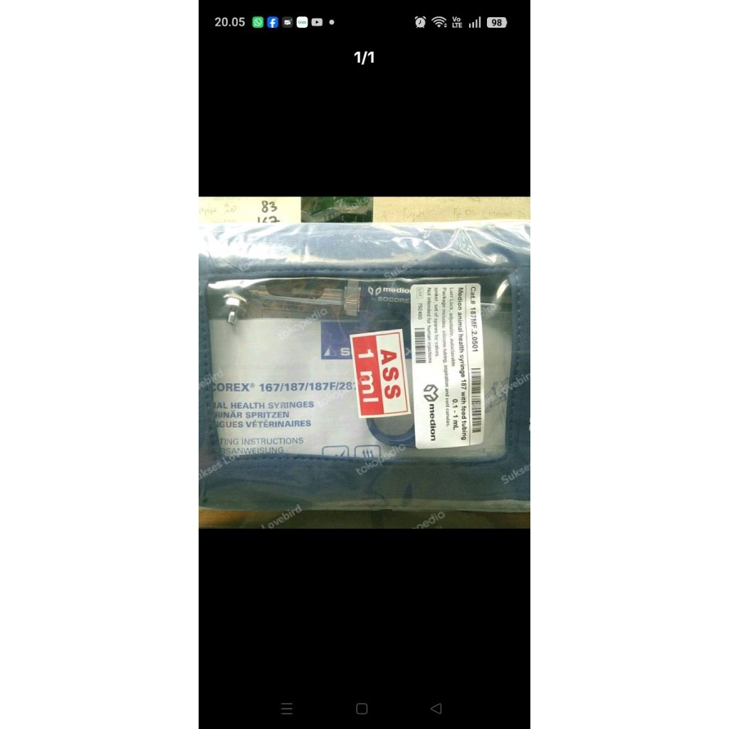 alat suntik socorex 1 ml tipe twin