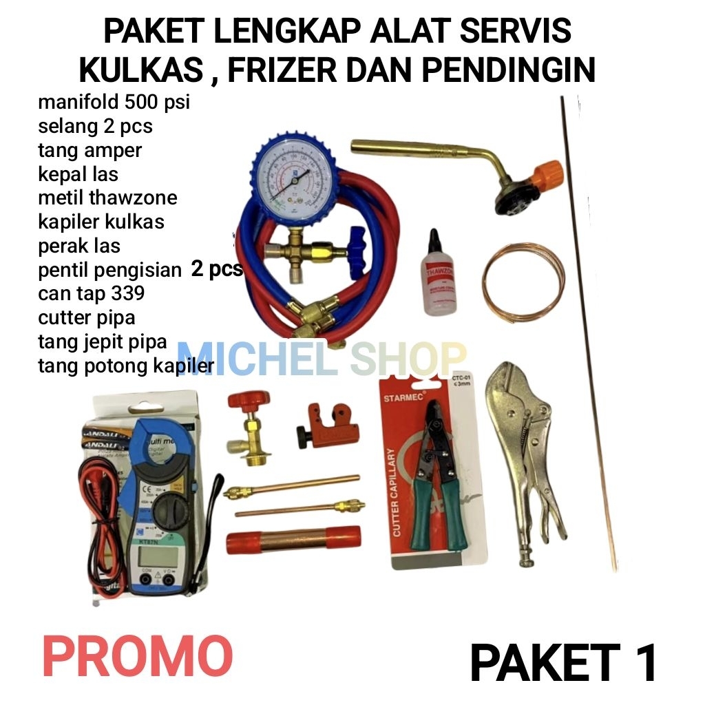 PROMO PAKET LENGKAP ALAT SERVIS KULKAS FRIZER PENDINGIN # PERALATAN KOMPLIT ISI  GAS REFRIGERANT KUL