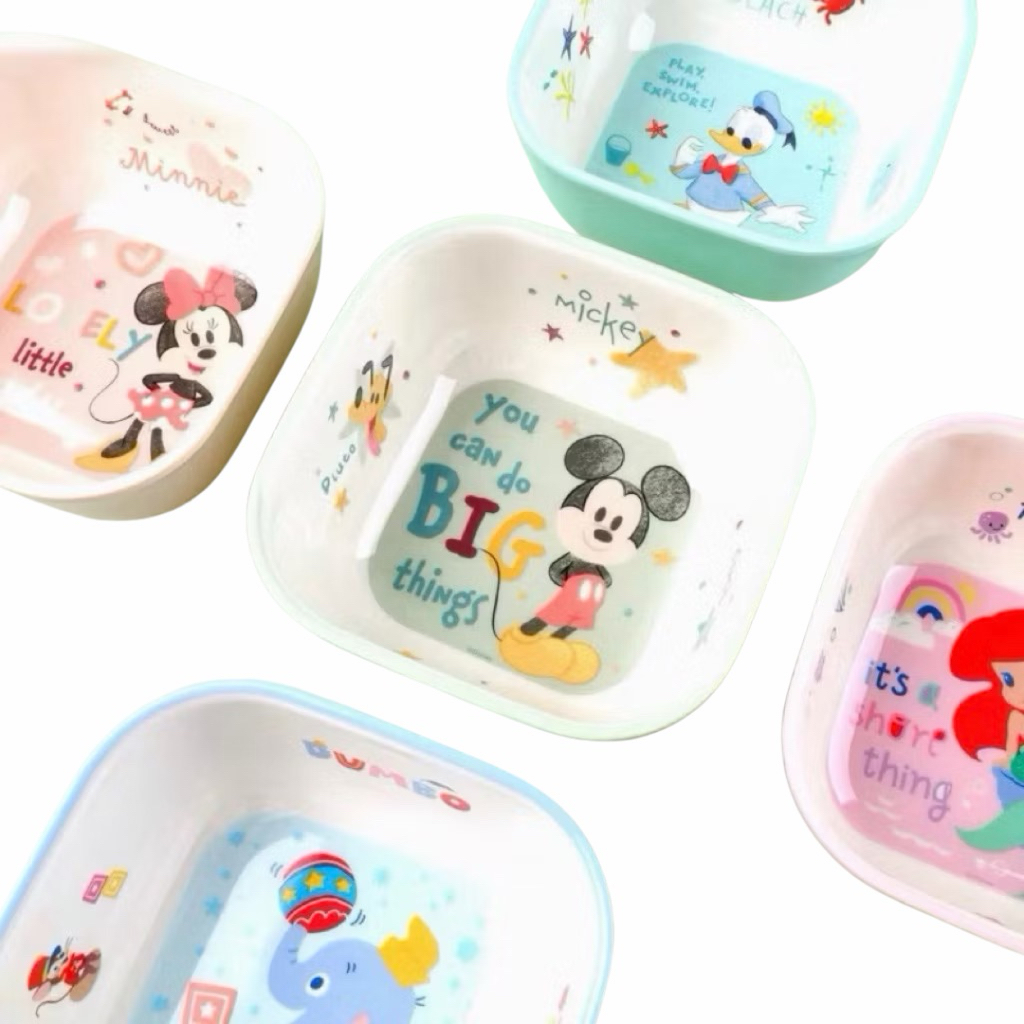 MANGKOK KOTAK SQUARE BOWL ANAK MELAMINE DISNEY ORIGINAL / Snow White Ariel Mickey Minnie Donald