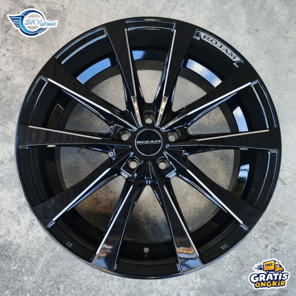 Velg Rojam Slave R20 Lebar 8,5 Rata Pcd 5X114,3 ET 45 Warna Glossy Black