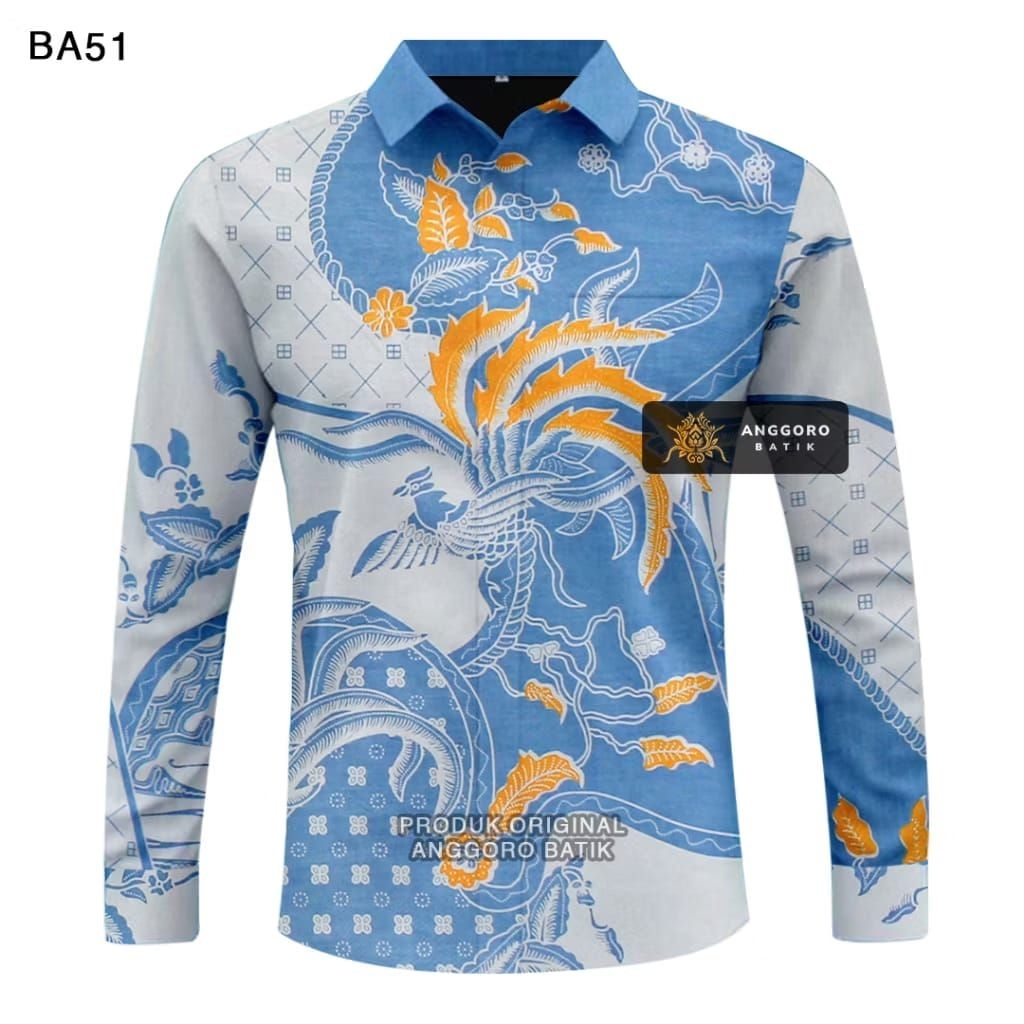Kemeja Anggoro Batik Motif NAGA BA51 - Atasan Kemeja Batik Pria Slimfit Original Lengan Panjang Lapi