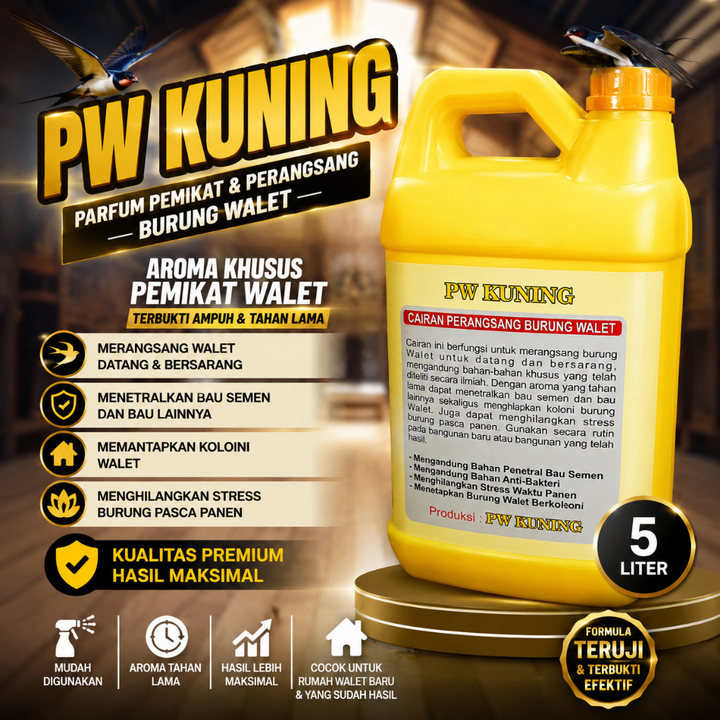 Parfume PW Kuning Parfum Dinding Aroma Pemikat Walet 5 Liter– Aroma Dinding Pemikat Walet Super Efek