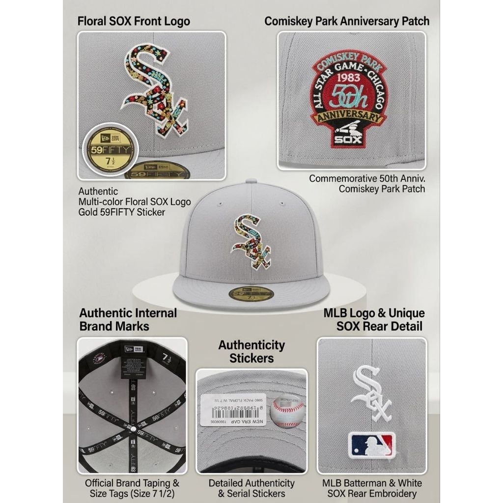 New Era 59FIFTY Chicago White Sox "Floral Pack" Fitted Cap - Grey