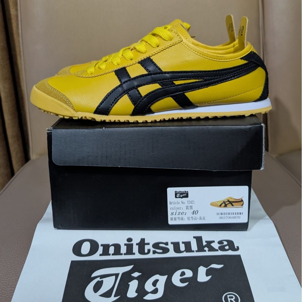 Onitsuka Tiger Mexico 66 Kill Bill Yellow Black Kuning Hitam Kulit Leather Fashion