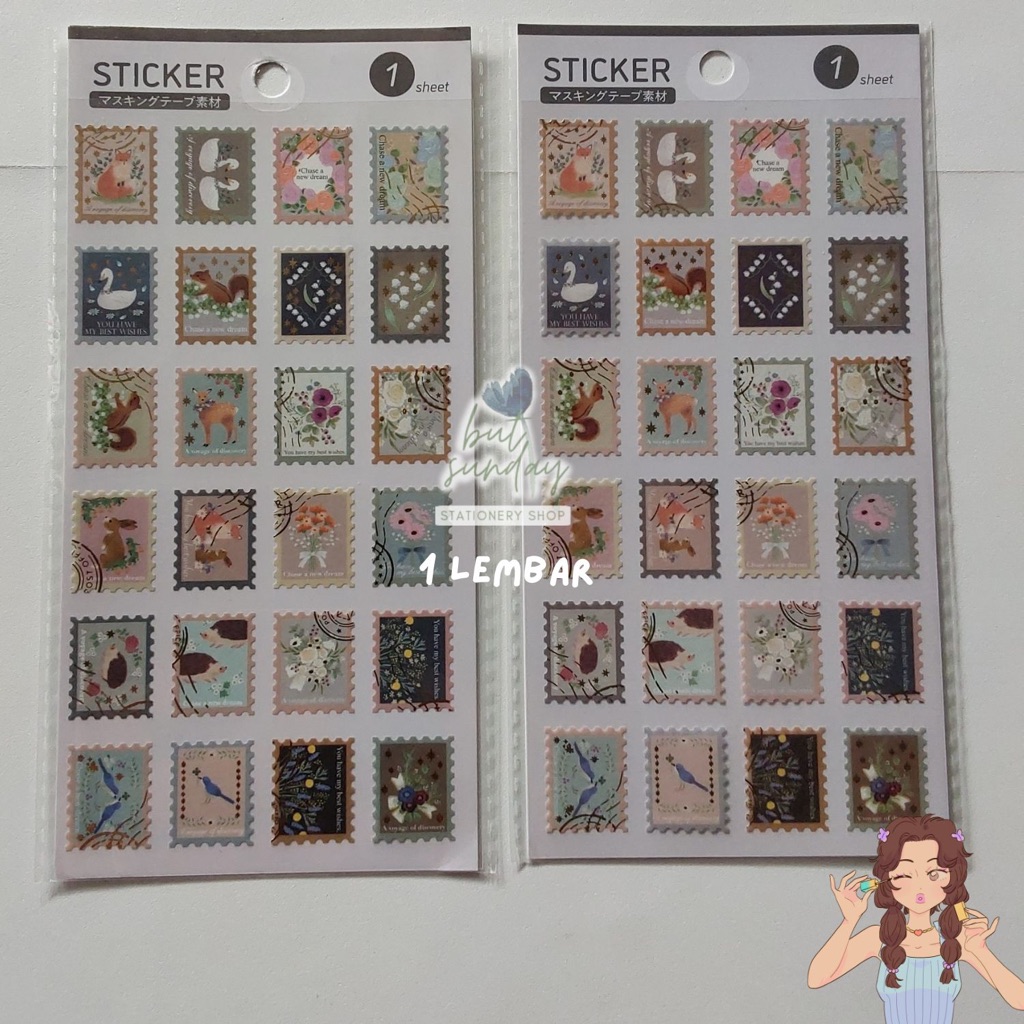 Sticker sticker model perangko Stamp bunga-bunga journaling decor