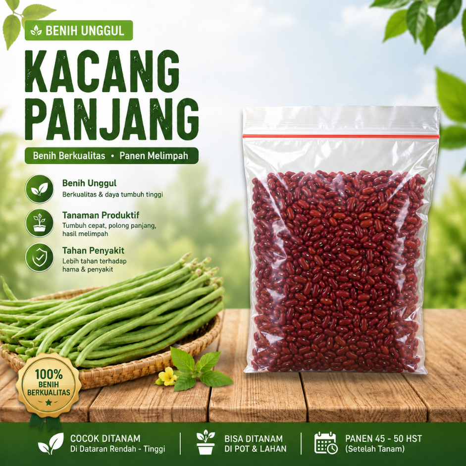 50 Benih Kacang Panjang Unggul | Bibit Kacang Panjang Berkualitas | Biji Kacang Panjang Mudah Tumbuh