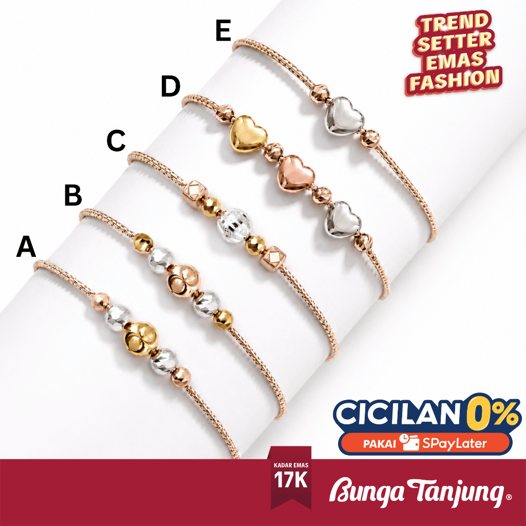 GELANG CHOKER CANDY VARIASI  - EMAS 17K - BUNGA TANJUNG GOLD